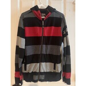 Boys Medium M  Quicksilver Surf Skate Hoodie Sweatshirt Zip-up Jacket Red 12/14